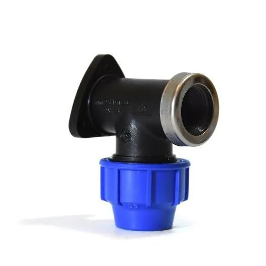 Gomito 90° filettato femmina flangiato D. 25 × 3/4"